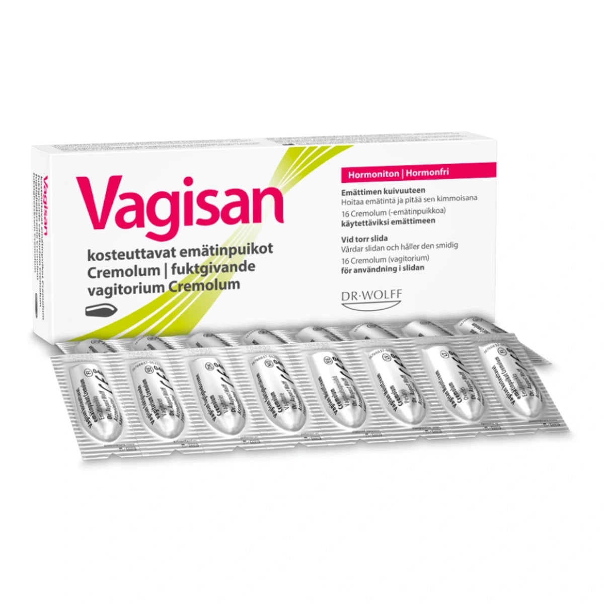 VAGISAN Cremolum kosteuttavat emätinpuikot 16 kpl lievittää emättimen kuivuudesta johtuvia oireita