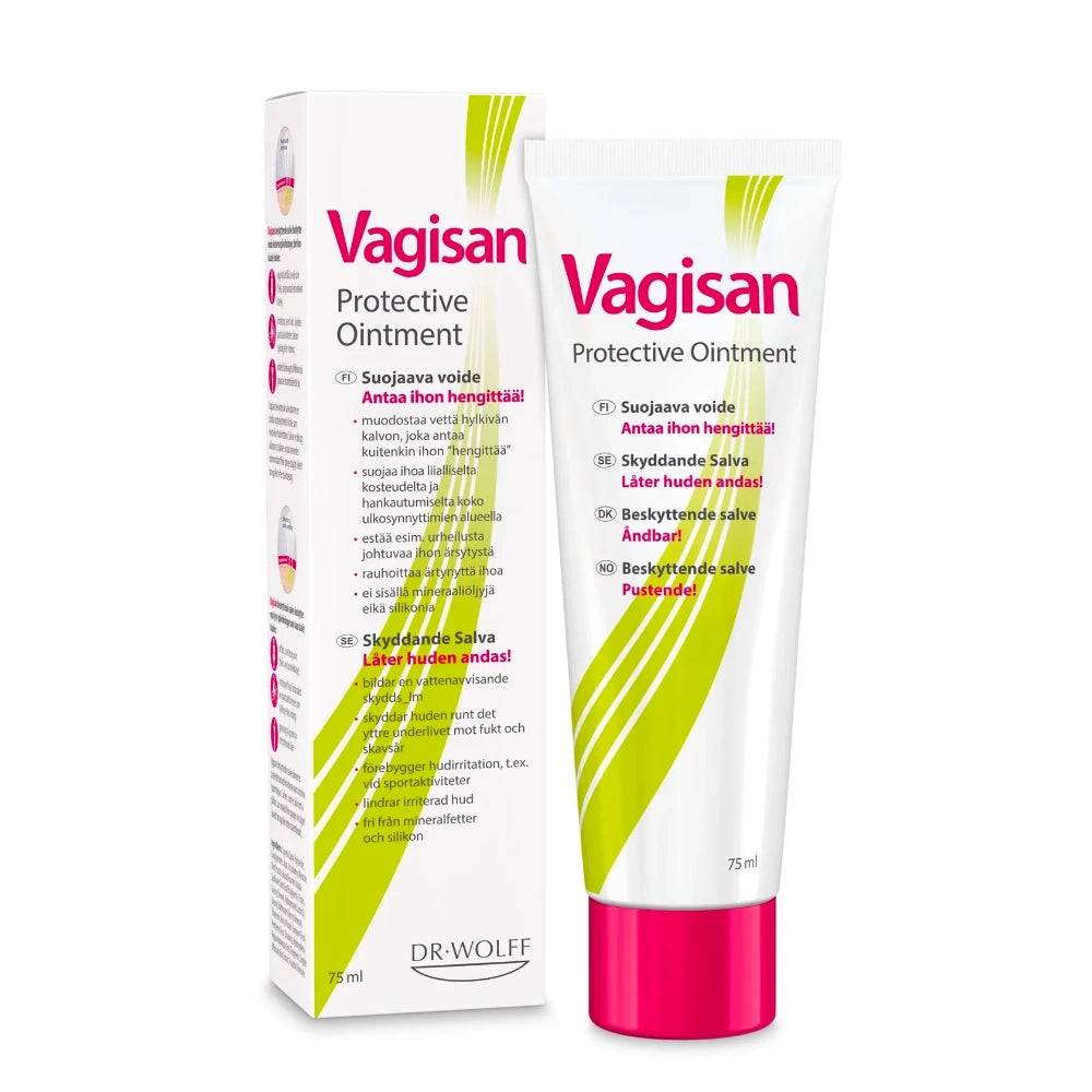 VAGISAN Suojaava voide intiimialueelle 75 ml muodostaa iholle vettä hylkivän kalvon