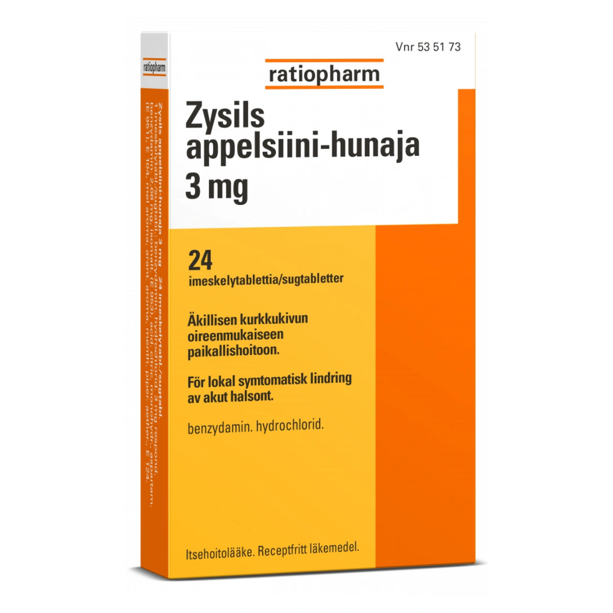 ZYSILS Appelsiiini-Hunaja 2,68 mg imeskelytabletti 24 kpl