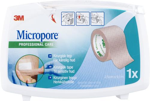 3M Micropore kuitukangashaavateippi 25 mm x 9,1 m, ruskea katkokela 1 kpl