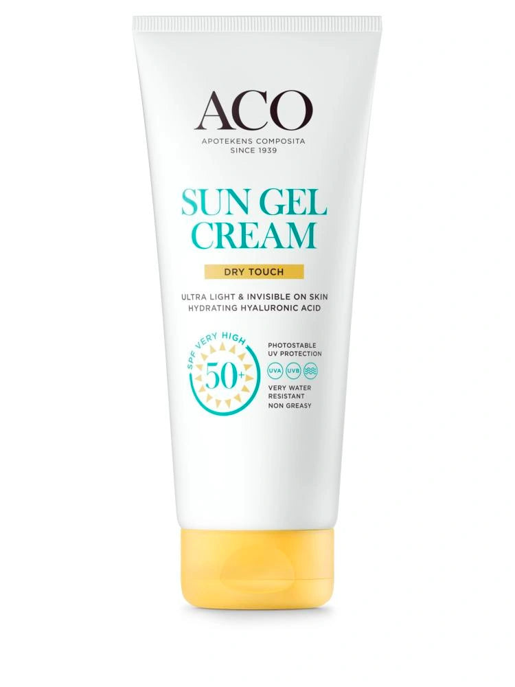 ACO Sun gel cream dry touch SPF 50+ geelivoide vartalolle 200 ml