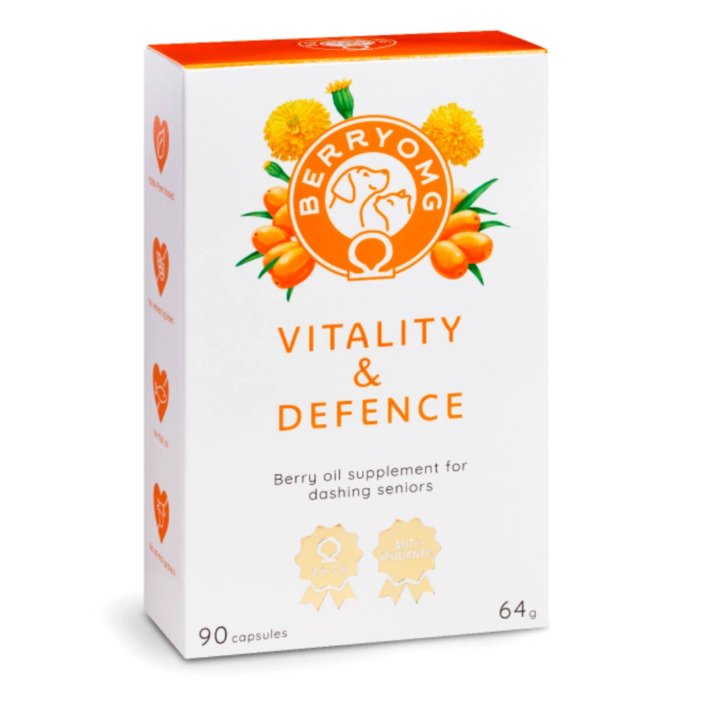 BERRYOMG Vitality & Defence rasvahappovalmiste koirille ja kissoille 90 kapselia