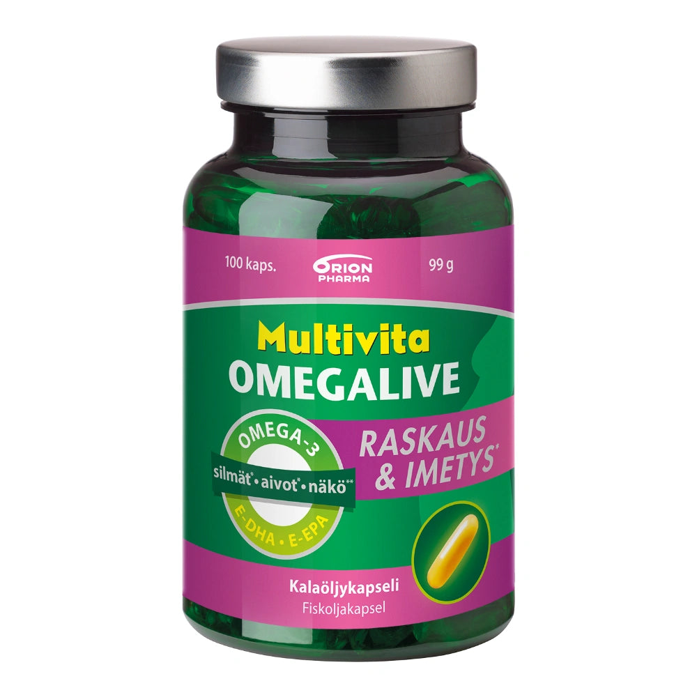 MULTIVITA Omegalive Raskaus kalaöljykapseli 100 kpl
