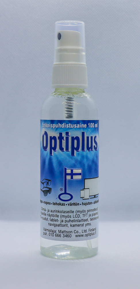 OPTIPLUS -ERIKOISPUHDISTUSAINE SILMÄLASIEN PUHDISTUKSEEN 100 ML