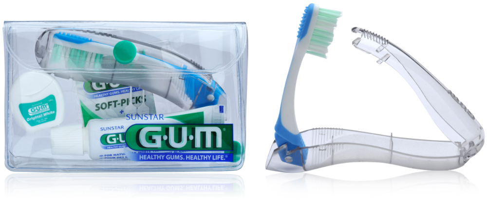 GUM ORIGINAL WHITE TRAVEL KIT MATKAPAKKAUS HAMPAIDEN HOITOON 1 KPL