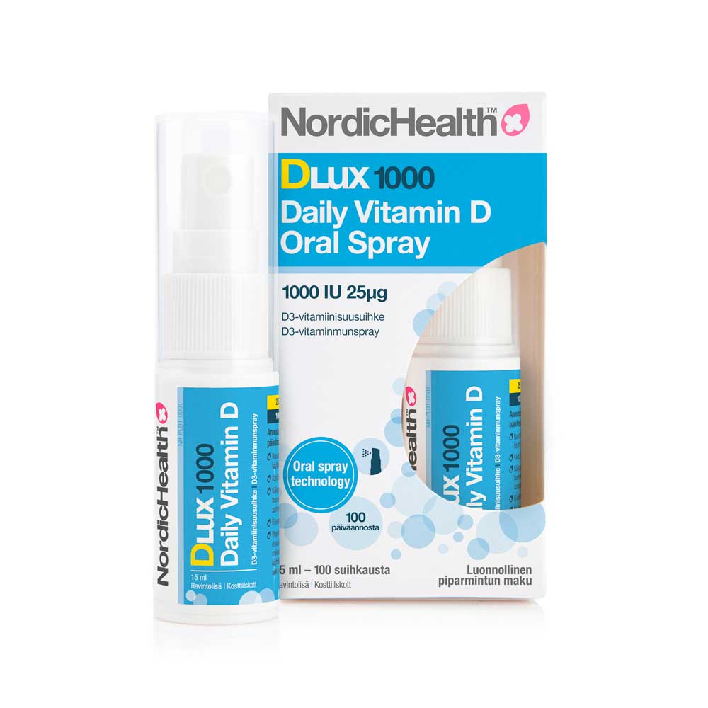 NORDIC Health Dlux 1000 IU D3-vitamiinisuusuihke 15 ml