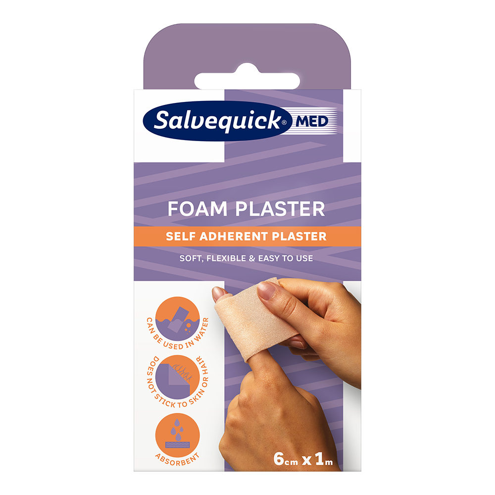 SALVEQUICK Med 6cm x 1m Foam Plaster vaahtolaastari 1 kpl