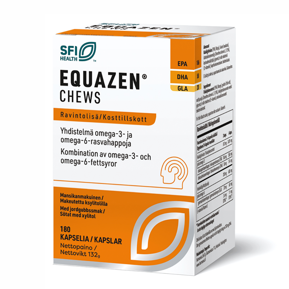 EQUAZEN Chews mansikanmakuinen ja pureskeltava kapseli 180n kpl