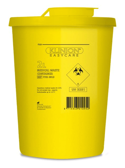 KLINION Easy care riskijäteastia 2 l pistävien jätteiden turvalliseen käsittelyyn 1 kpl