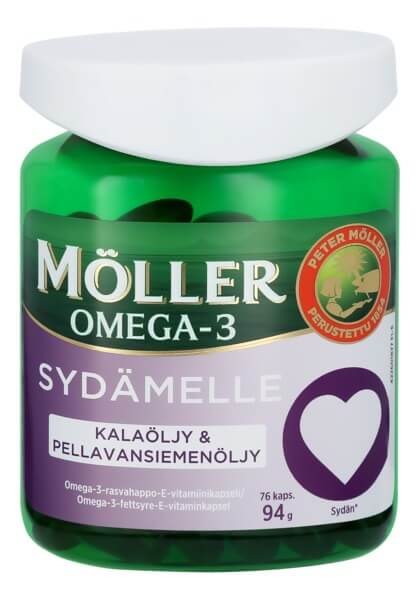 MÖLLER Omega-3 Sydämelle kala- ja pellavansiemenöljykapseli 76 kaps