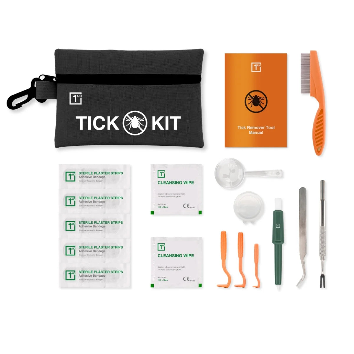 1Aid Punkinpoistosetti Musta – sisältö ja vetoketjupussi