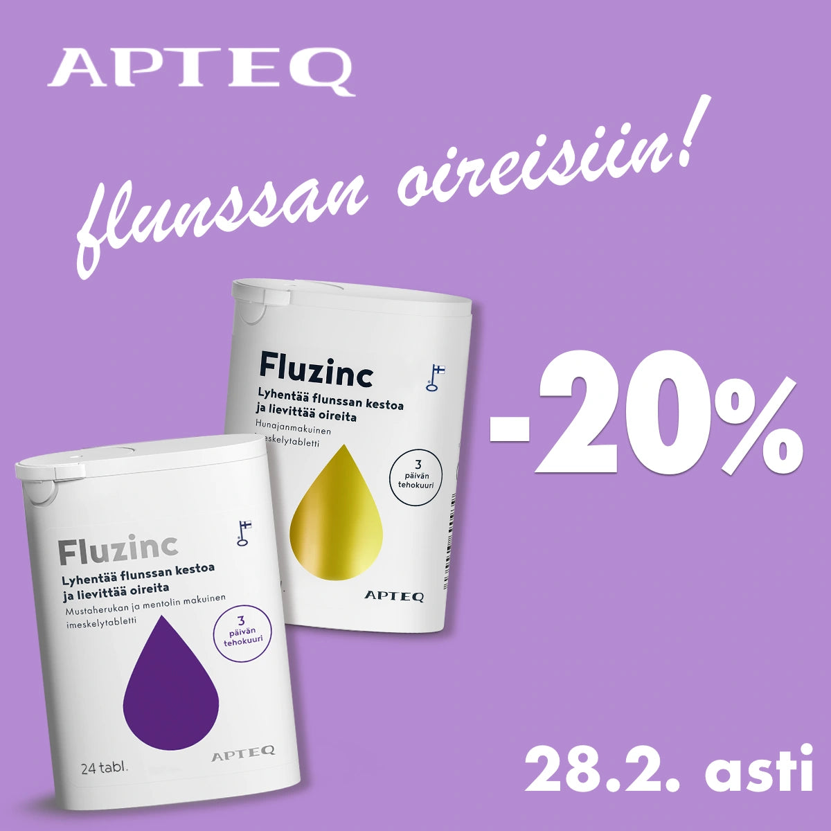 Apteq Fluzinc -20% helmikuun ajan
