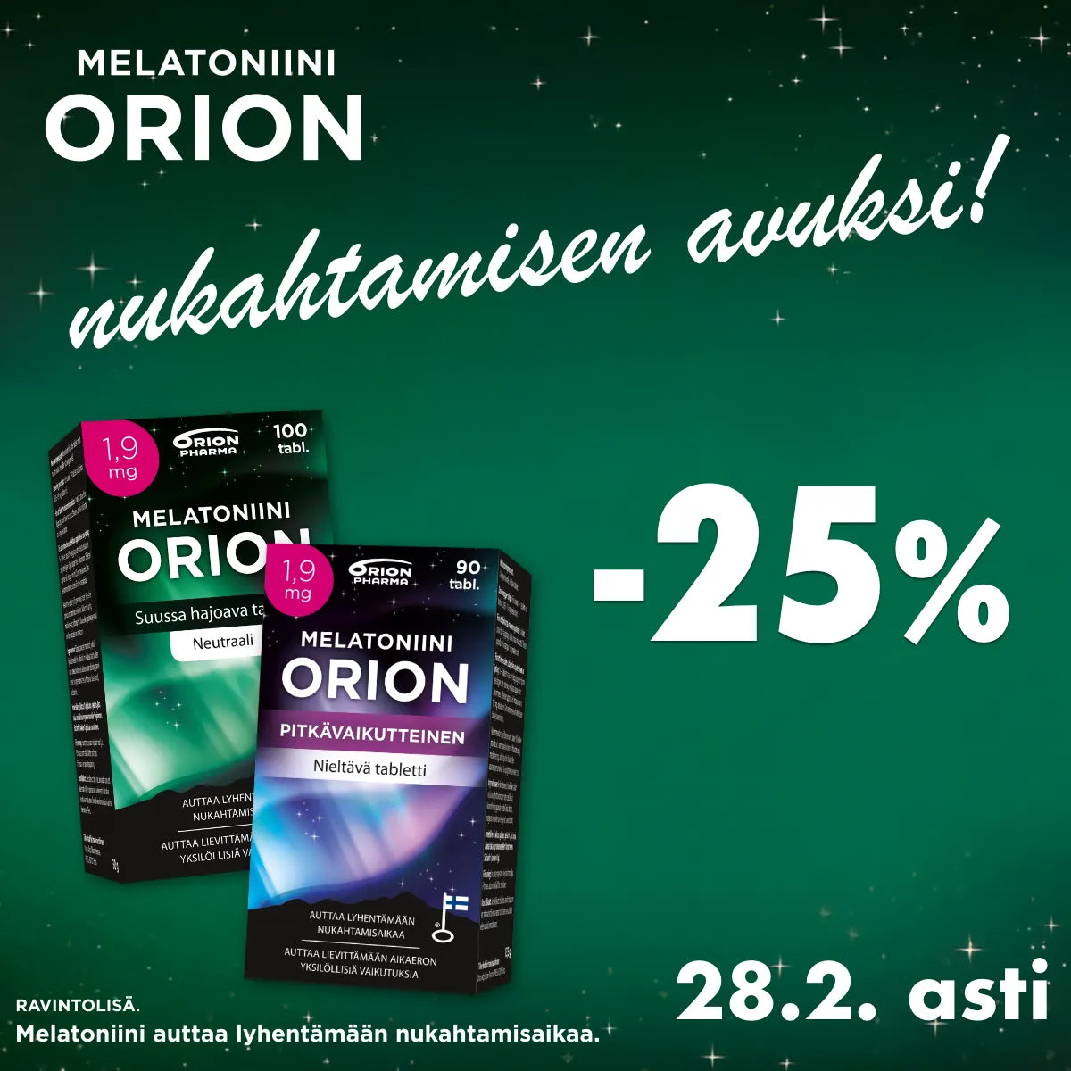 Melatoniini Orion -25% helmikuun ajan