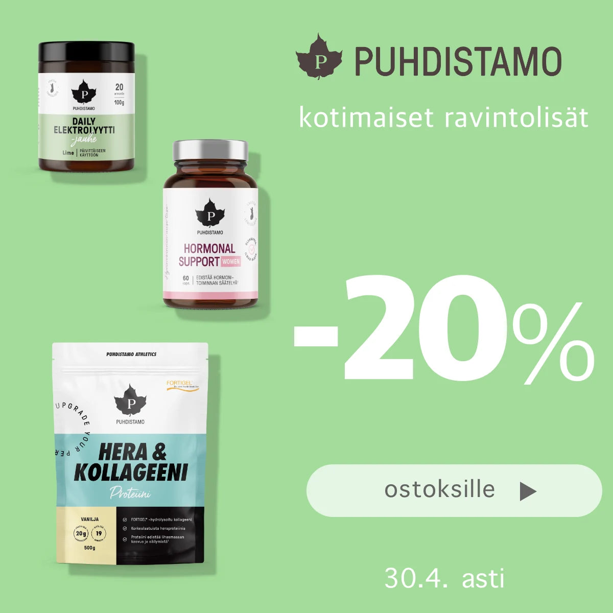 Puhdistamo -20% huhtikuun ajan