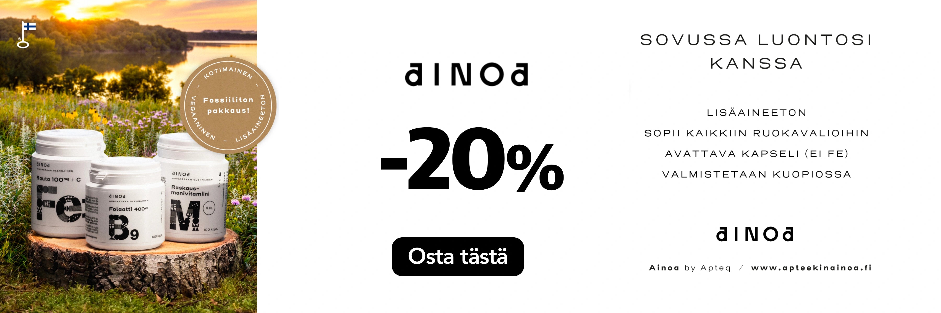 Ainoa ravintolisät -20% tammikuun ajan