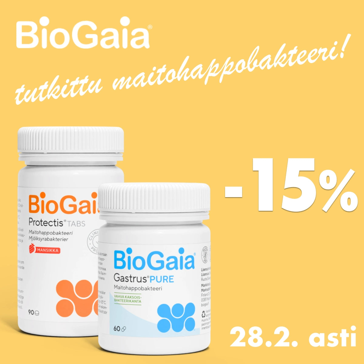 Biogaia-tuotteita -15% helmikuun ajan