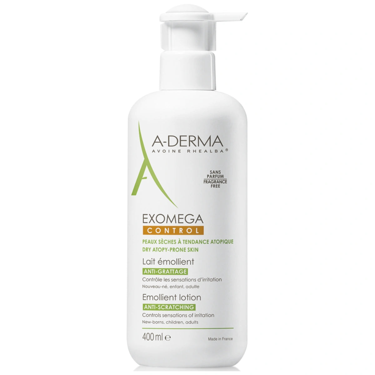A-DERMA Exomeda Control Lotion pumppupullo 400 ml  kuivalle ja atooppiselle iholle.