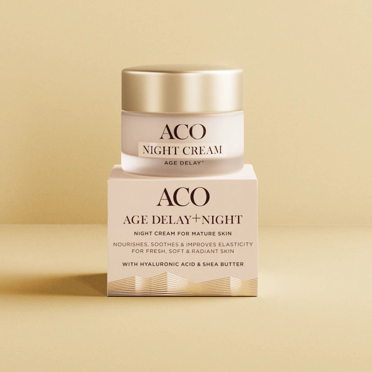 ACO Age Delay+ Night Cream täyteläinen ja ravitseva anti-age-yövoide ikääntyvälle iholle