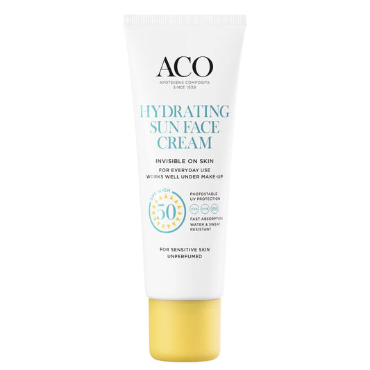 ACO Sun Face Hydrating Cream SPF50 40 ml – kevyt hajusteeton aurinkosuojavoide