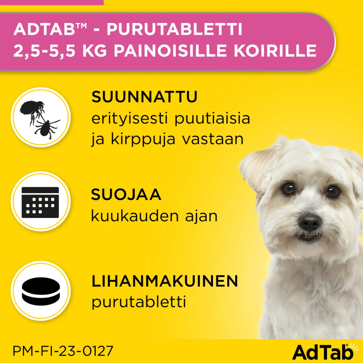 ADTAB 112 mg Vet purutabletti koirille yli 2,5-5,5 kg lihanmakuinen