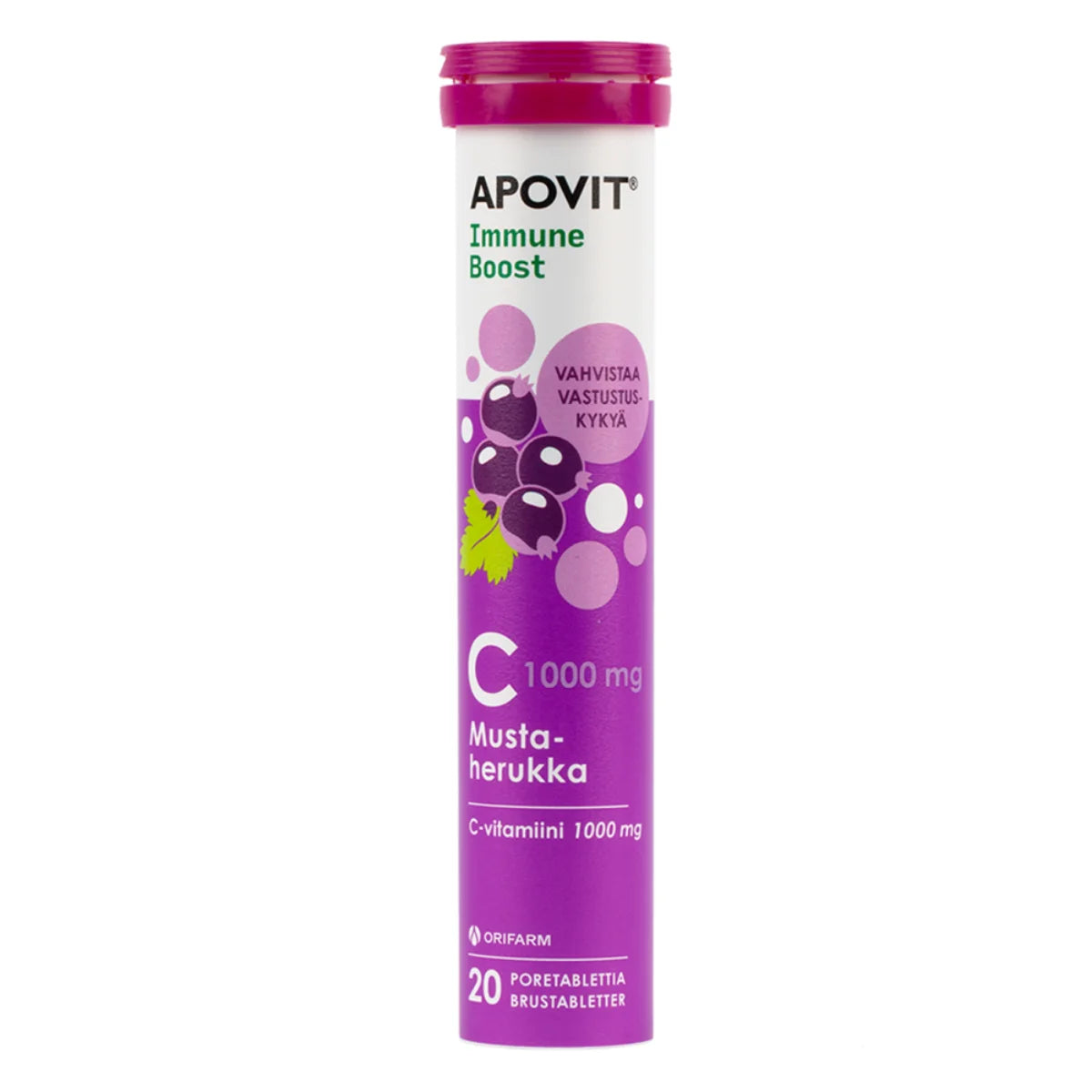 APOVIT Immune Boost C-Vitamiini mustaherukka poretabletti 20 kpl