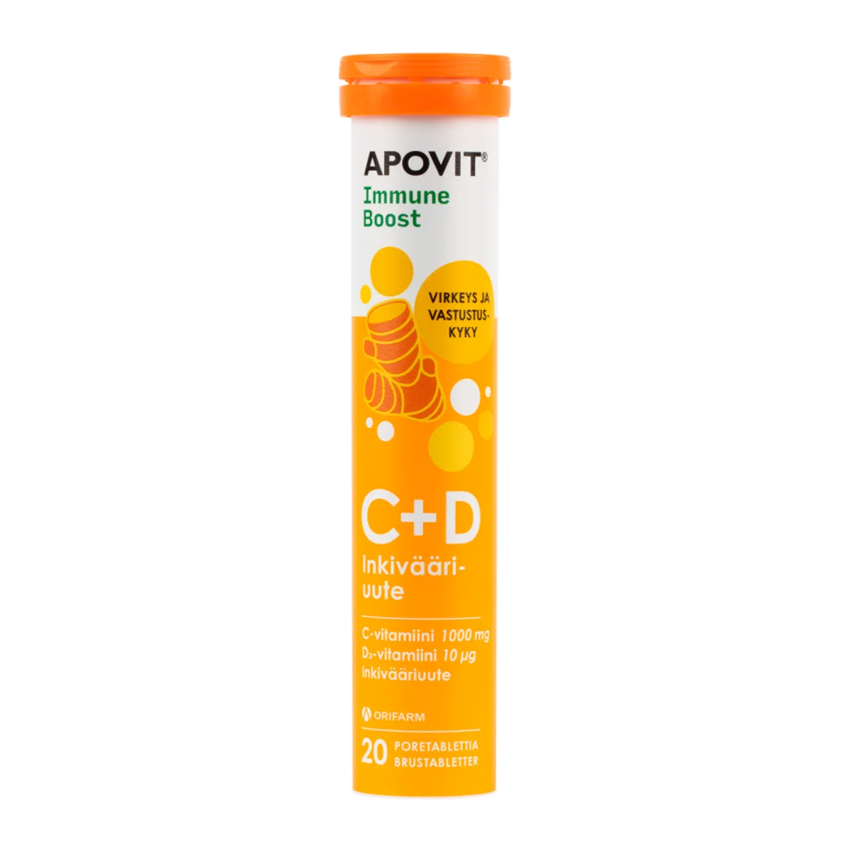 APOVIT Immune Boost C- ja D-Vitamiini inkivääri poretabletti 20 kpl