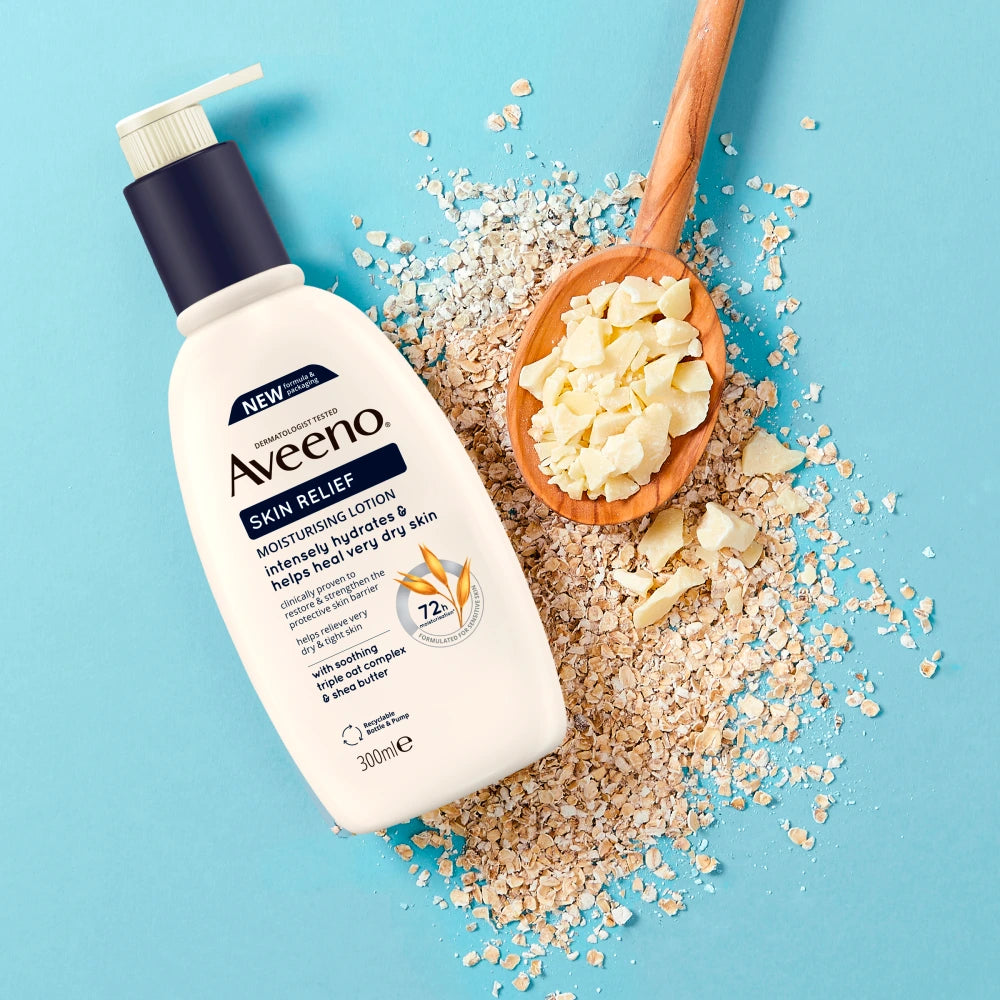 AVEENO Skin Relief Moisturising Lotion kosteusvoide sisltää kauraa ja shea-voita