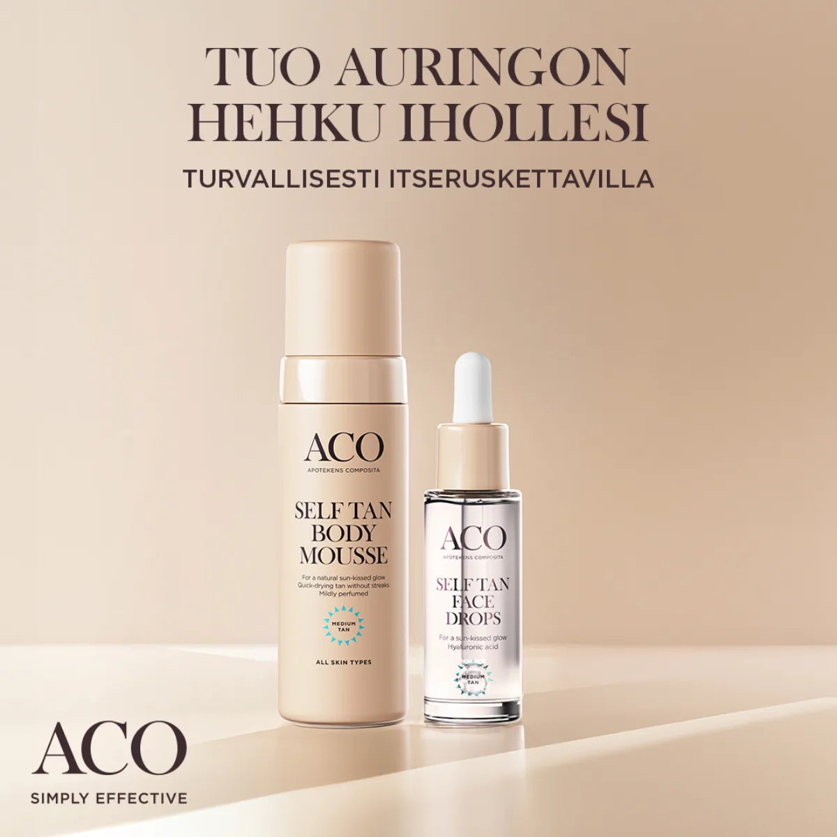 ACO Self Tan -tuotteet vartalolle ja kasvoille