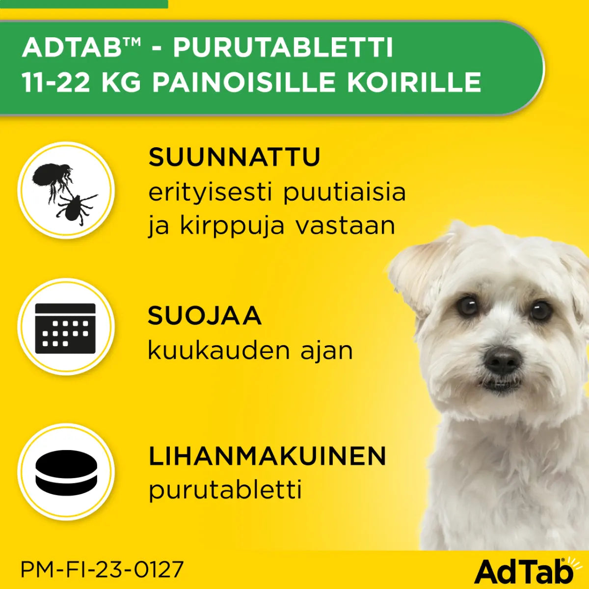 ADTAB 450 mg vet purutabletti koirille yli 11-22 kg lihanmakuinen 