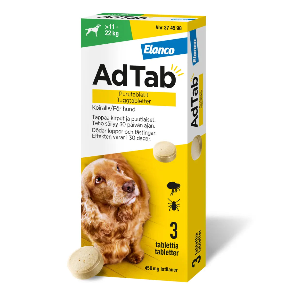 ADTAB 450 mg vet purutabletti koirille yli 11-22 kg