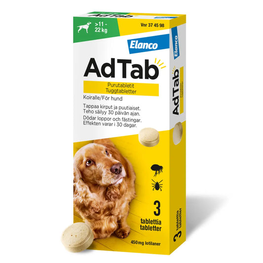 ADTAB 450 mg vet purutabletti koirille yli 11-22 kg