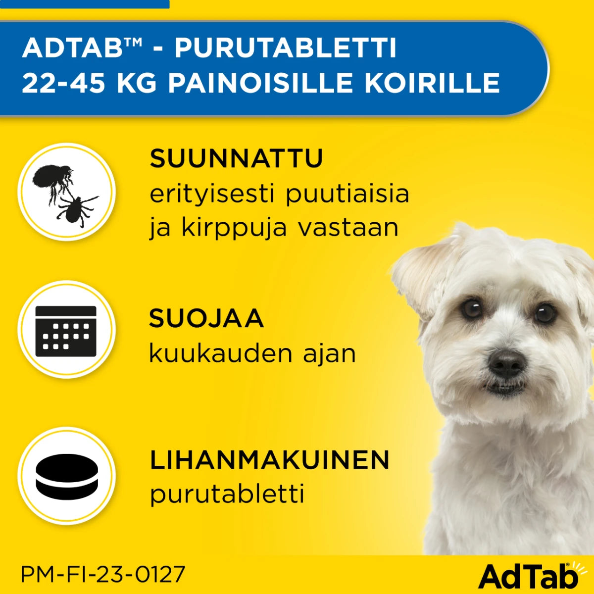ADTAB 900 mg Vet purutabletti koirille yli 22-45 kg painoisille koirille