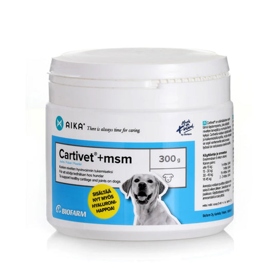 AIKA Cartivet + MSM jauhe 300 g ravintovalmiste koirille nivelten hyvinvoinnin tukemiseen