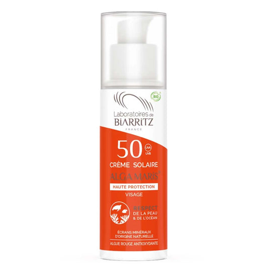 ALGA MARIS Aurinkovoide kasvoille SPF50 50 ml kevyt ja luonnollinen aurinkosuojavoide kasvoille