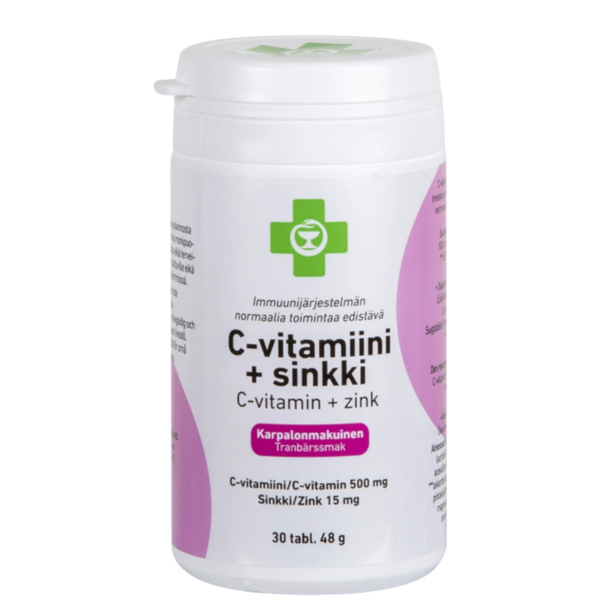 APTEEKKI C-vitamiini + sinkki purutabletti 30 kpl karpalonmakuinen