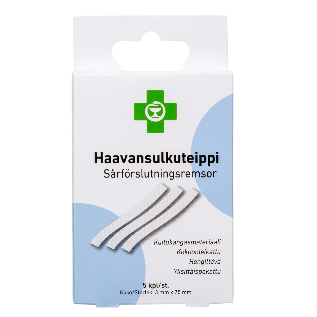 APTEEKKI Haavansulkuteippi 3 mm x 75 mm 5 kpl
