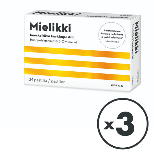 Apteq Mielikki Imeskeltävä yskänpastilli 3x24 kpl