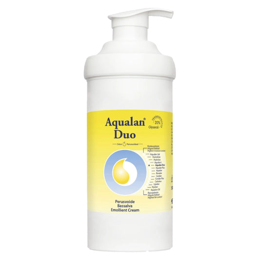 AQUALAN Duo perusvoide 500 g sisältää suuren määrän kosteutta vahvistavaa glyserolia