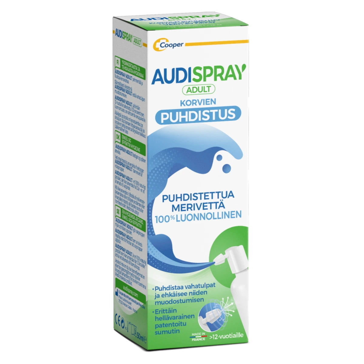 AUDISPRAY Adult korvanpuhdistustuote 50 ml vahatulppien ennaltaehkäisyyn
