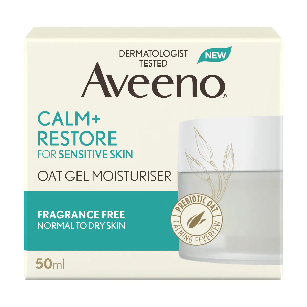 Aveeno Calm + Restore Oat Gel Moisturiser 50 ml – Kevyt ja rauhoittava kosteusgeeli kasvoille