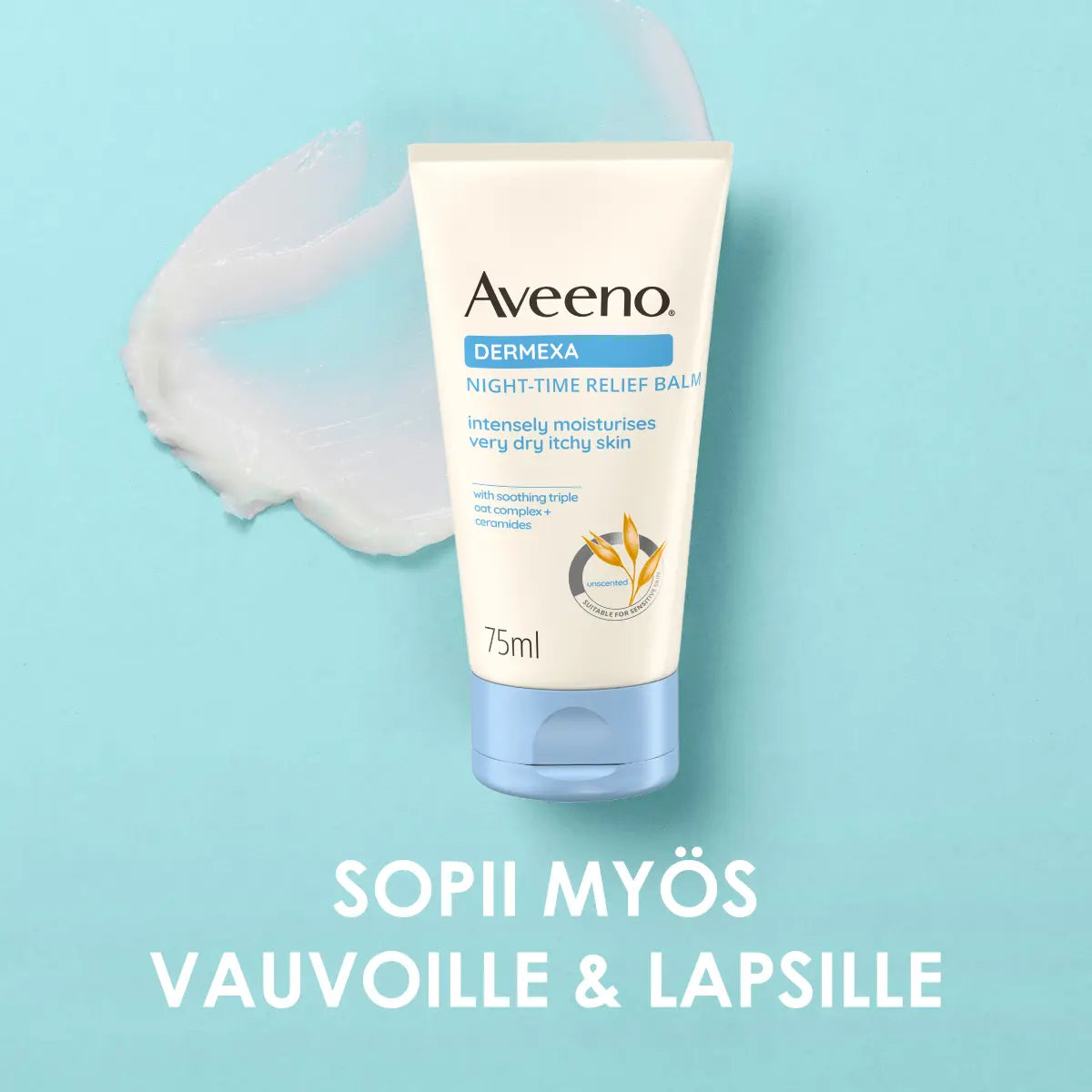Aveeno Dermexa Night Relief Balm 75 ml soveltuu myös vauvoille ja lapsille