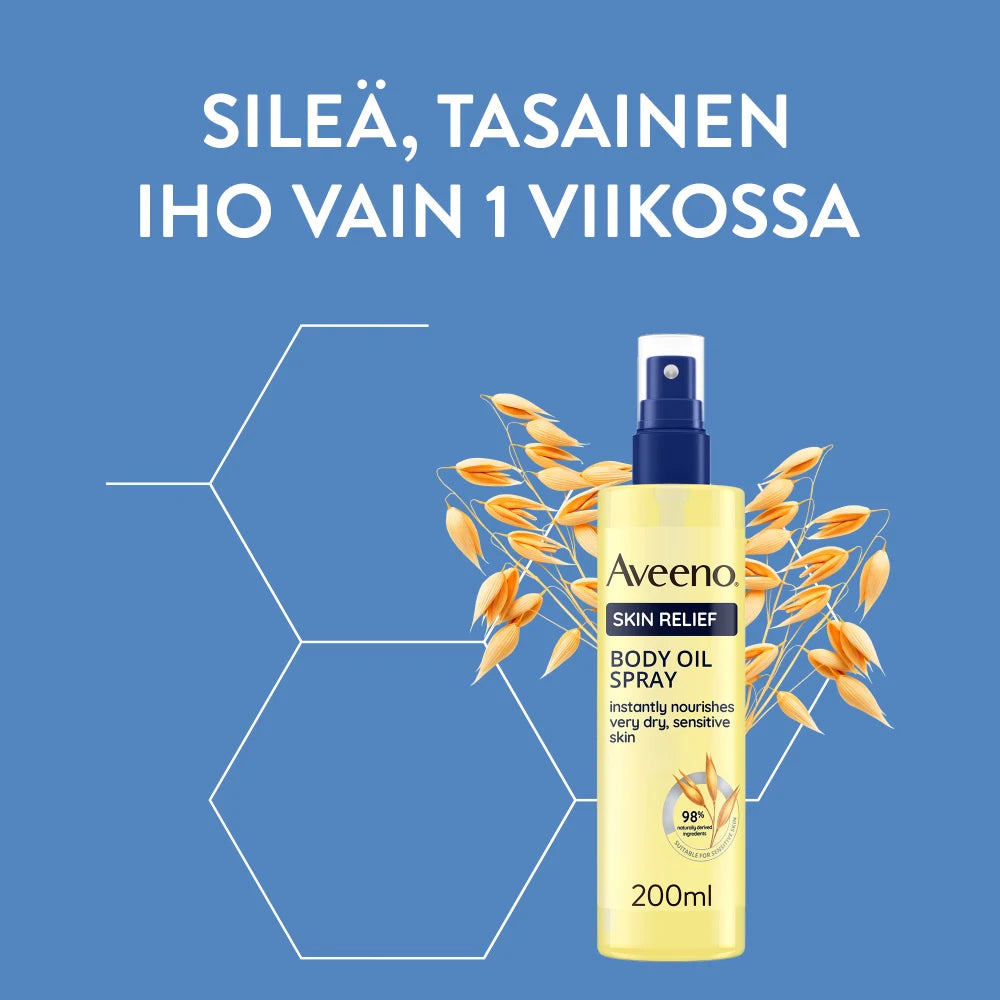 AVEENO Skin Relief Body Oil Spray vartalosuihke 200 ml Sileä, tasainen iho vain yhdessä viikossa!