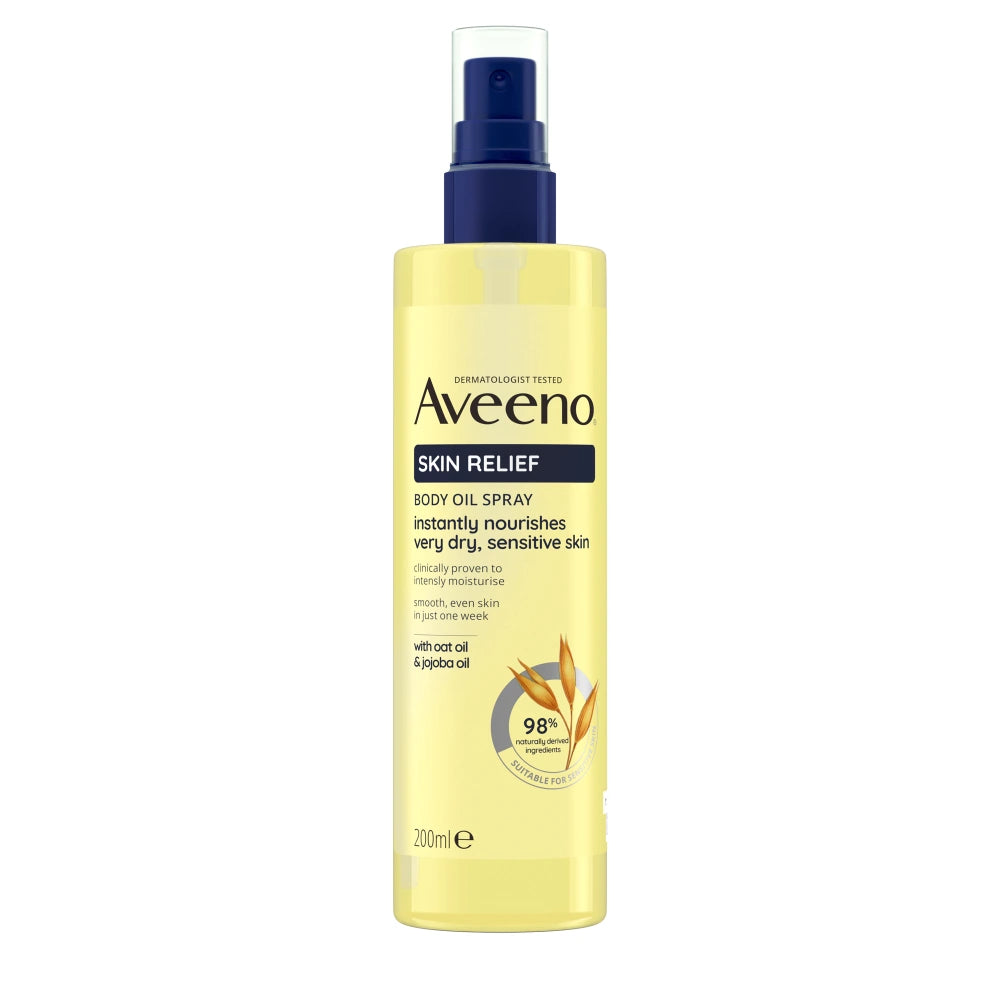 AVEENO Skin Relief Body Oil Spray 200 ml kaura- ja jojobaöljyä sisältävä vartaloöljysuihke
