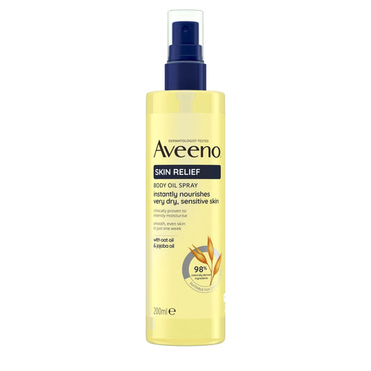 AVEENO Skin Relief Body Oil Spray 200 ml kaura- ja jojobaöljyä sisältävä vartaloöljysuihke