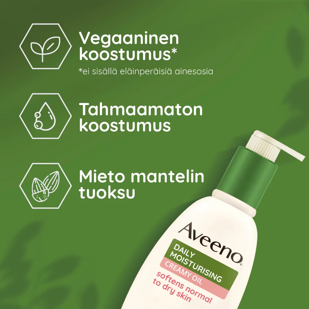 AVEENO Daily Moisturising Creamy Oil öljyvoide vegaaninen koostumus
