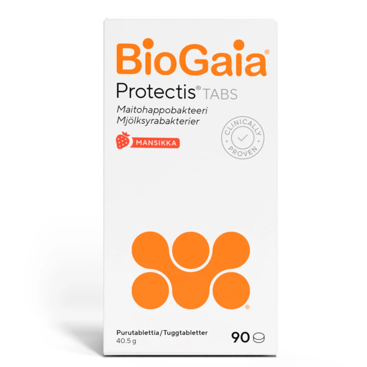 BioGaia Tabs Mansikka 30 tabl. – Maitohappobakteerivalmiste sisältää tutkittua maitohappobakteerikantaa