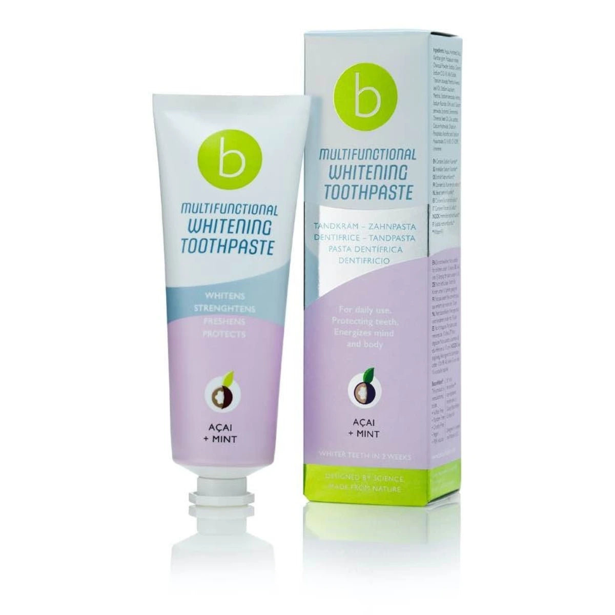 Beconfident Multifunctional Whitening hammastahna Acai + Mint 75 ml vahvistaa ja suojaa ikeniä