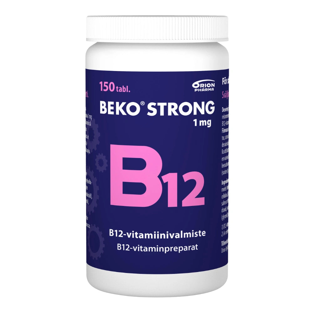 BEKO Strong B12 1 mg tabletti 150 kpl pienikokoinen ja helposti nieltävä tabletti.