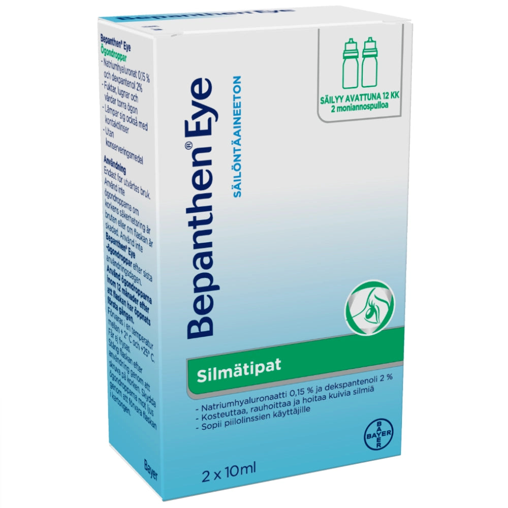 BEPANTHEN Eye silmätipat pullo 2x10 ml kostuttavat silmätipat