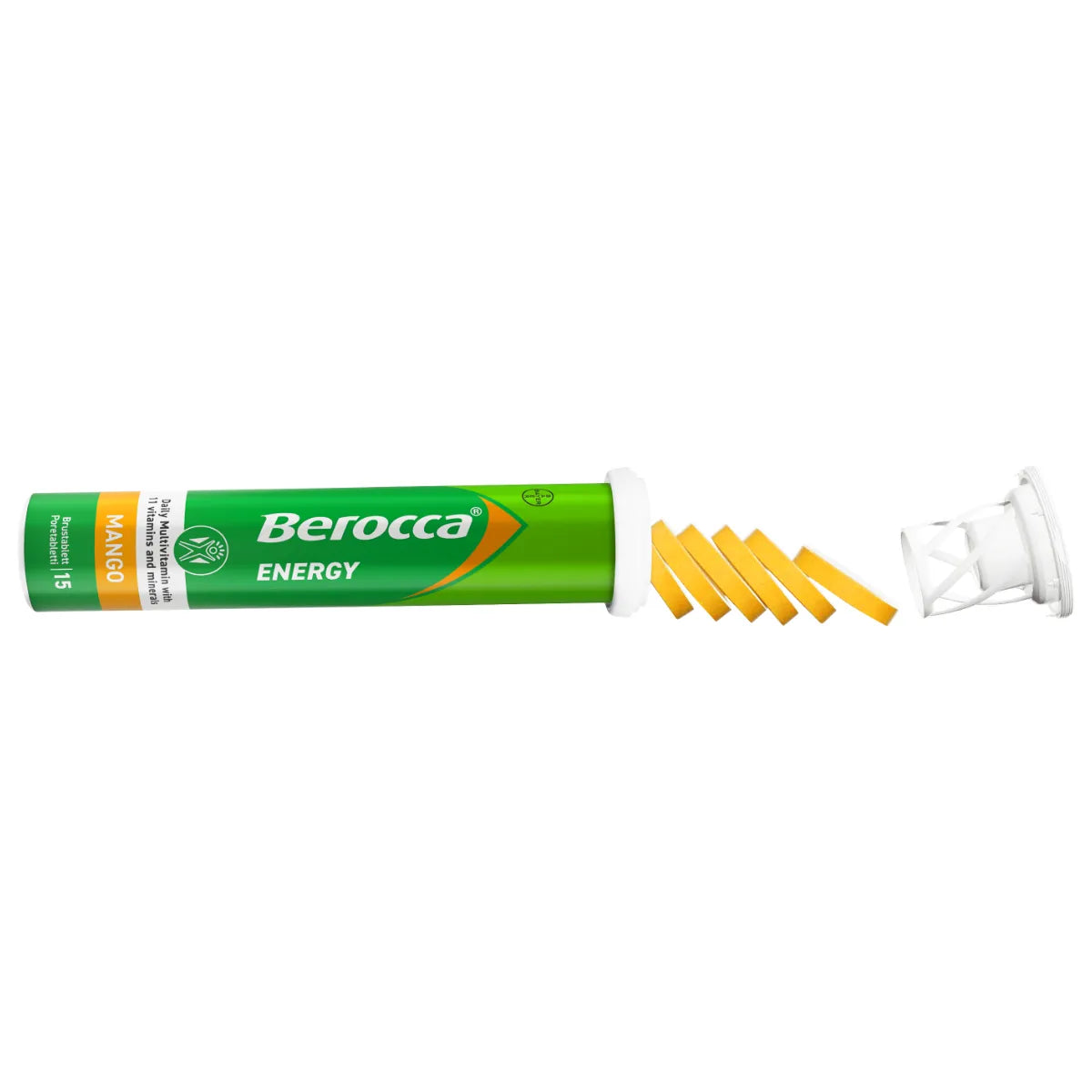 Berocca Energy Mango poretabletti 15 kpl – B-vitamiineja, C-vitamiinia, sinkkiä ja magnesiumia